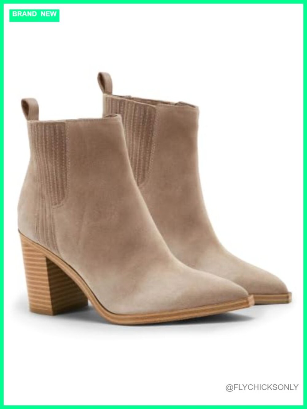 Faux Suede Ankle Booties Pointed Toe Chunky Heel Slip-On